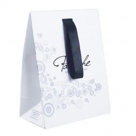 Grey And Ivory Luxury Satin Closed Carrier Bags - Ref. Panache