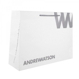 Recycled Paper Bag Printed With Grey Logo & Rope Handle-Ref. Andrew Watson