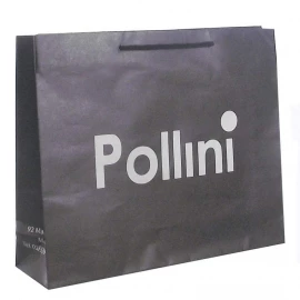 Black Unvarnished Recycled Paper Bags With Rope Handles - Ref. Pollini