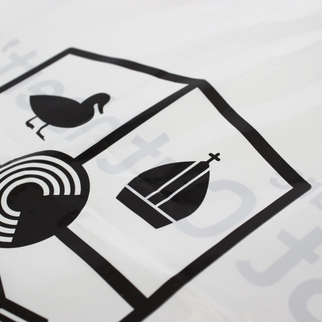 Printed Die Cut Plastic Carrier Bag Ref St Cuthbert’s Printed Die Cut Plastic Carrier Bag Ref St Cuthbert’s