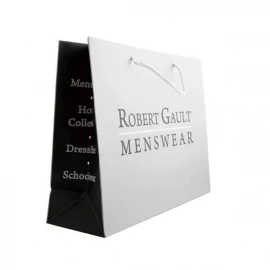 Grey & Black Printed Matt Paper Bags With Rope Handles - Ref. Robert Gault