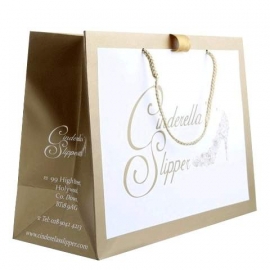 Gold Printed Matt Paper Bag With Rope Handle-Ref. Cinderella’s Slipper