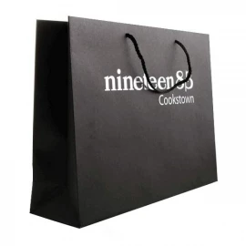 Printed Recycled Brown Kraft Rope Handle Bags With Hot Foil - Ref. Nineteen83