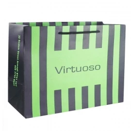 Green&Black Striped Luxury Matt Paper Bags With Rope Handles - Ref. Virtuoso