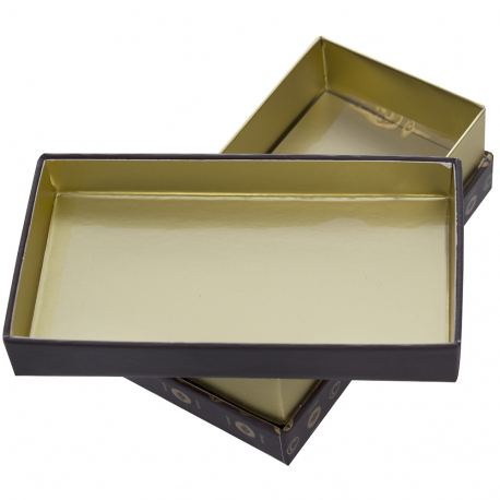 Printed Chocolate Shoulder Box with Gold Paper