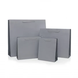 Recycled Grey Paper Bags with Cotton Ribbon Handles
