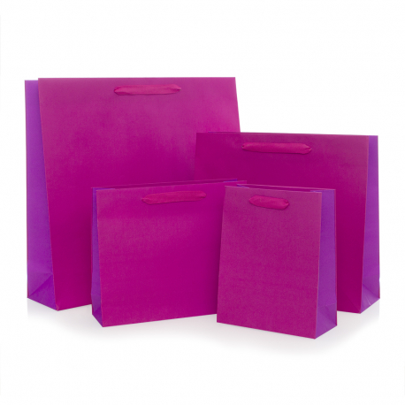 Recycled Pink Paper Bags with Cotton Ribbon Handles