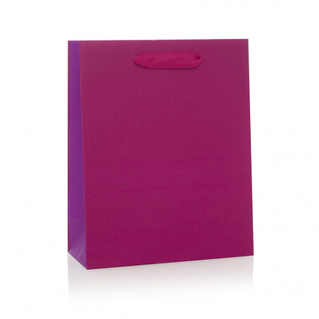 Recycled Pink Paper Bags with Cotton Ribbon Handles