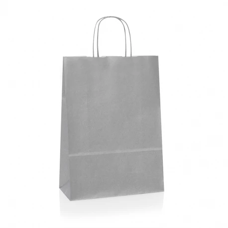 Silver Paper Bags - Promotional Paper Bags with Twisted Handles Silver Paper Bags - Promotional Paper Bags with Twisted Handles