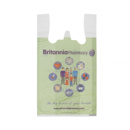Printed Plastic Carrier Bag Ref Britannia Pharmacy Printed Plastic Carrier Bag Ref Britannia Pharmacy