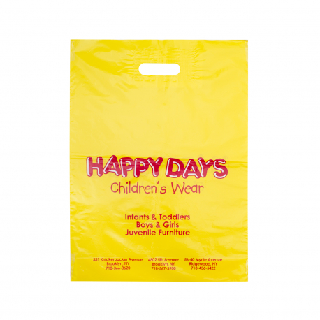Printed Die Cut Plastic Carrier Bag Ref Happy Days