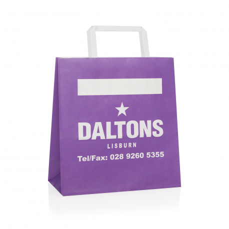 Full Colour Printed White Kraft Takeout Bags With Flat Handless – Ref. Daltons Full Colour Printed White Kraft Takeout Bags With Flat Handless – Ref. Daltons