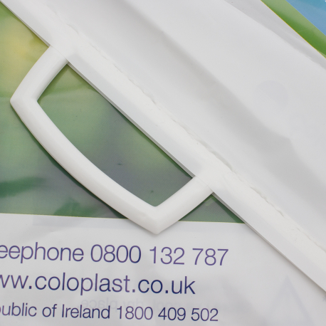 Customised Plastic Clip Handle Carrier Bag Ref Coloplast Customised Plastic Clip Handle Carrier Bag Ref Coloplast