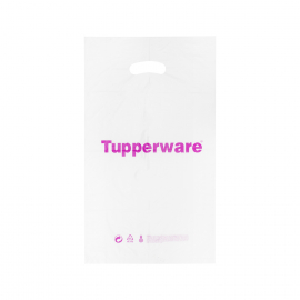 Clear Plastic Carrier Bag with Printed Logo Ref Tupperware