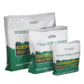 Printed LDPE Patch Handle Bags In a Range of Sizes – Ref. Craigdon