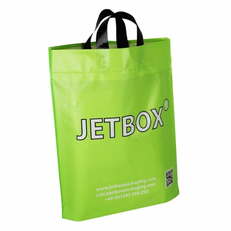 Printed LDPE Plastic Flexi Loop Bags With Matt Finish - Ref. Jetbox