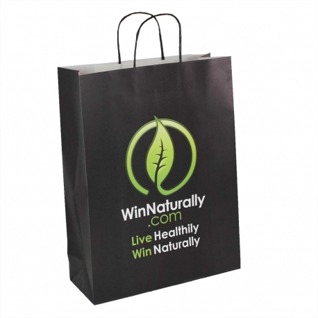 Printed Paper Bags with Black Twisted Handles - Ref. WinNaturally
