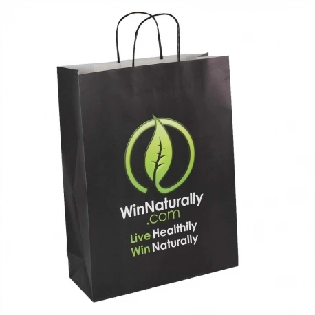 Printed Paper Bags with Black Twisted Handles - Ref. WinNaturally Printed Paper Bags with Black Twisted Handles - Ref. WinNaturally