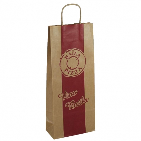 Printed Tall Brown Paper Bags With Twisted Handles - Ref. Baila Pizza Printed Tall Brown Paper Bags With Twisted Handles - Ref. Baila Pizza