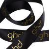 Gold Foil Printed Black Satin Ribbon