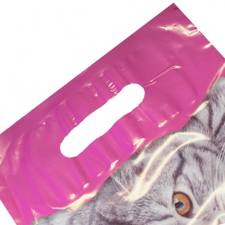 Printed LDPE Patch Handle Bags with Photograph - Ref. Whiskas Printed LDPE Patch Handle Bags with Photograph - Ref. Whiskas