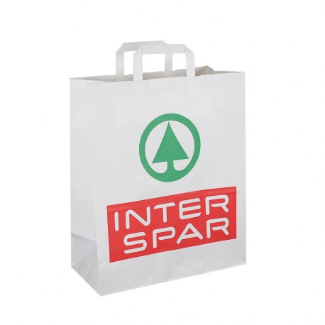 White Flat Handle Kraft Paper Bags ref. Inter Spar