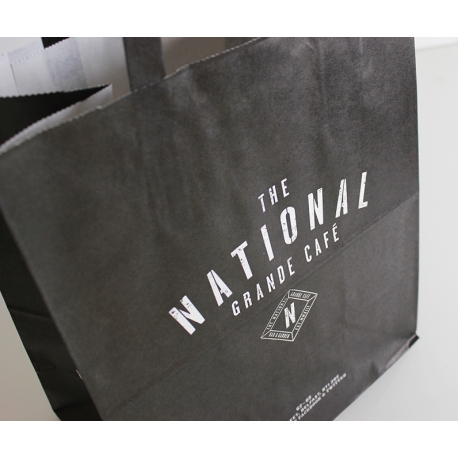 Printed Flat Handle Kraft Paper Bags ref The National