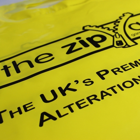 Printed Yellow Plastic Patch Handle Bags - Ref. Zip Yard Printed Yellow Plastic Patch Handle Bags - Ref. Zip Yard