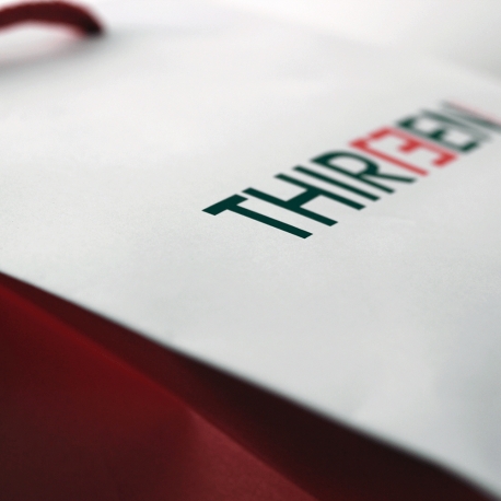 Recycled Rope Handle Paper Bags With Red Side Gussets - Ref. Thirteen Fashion Recycled Rope Handle Paper Bags With Red Side Gussets - Ref. Thirteen Fashion