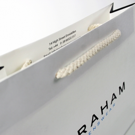 Large Recycled Paper Bags With Rope Handles - Ref. Grahams Menswear Large Recycled Paper Bags With Rope Handles - Ref. Grahams Menswear