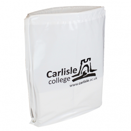 White Single Colour Plastic Drawstring Bags ref. Carlisle College