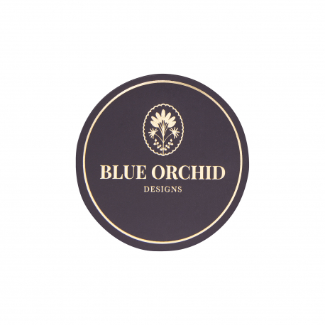 Printed & Foiled Round Stickers - Ref. Blue Orchid