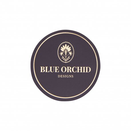 Printed & Foiled Round Stickers - Ref. Blue Orchid Printed & Foiled Round Stickers - Ref. Blue Orchid