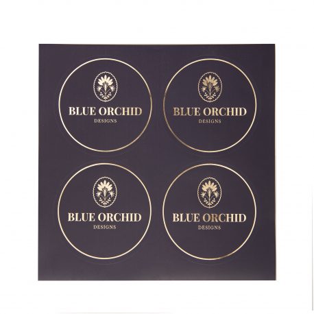 Printed & Foiled Round Stickers - Ref. Blue Orchid Printed & Foiled Round Stickers - Ref. Blue Orchid