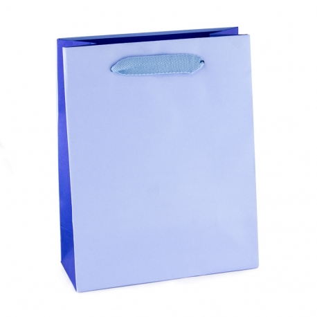 Recycled Kraft Blue Paper Bags with Cotton Ribbon Handles Recycled Kraft Blue Paper Bags with Cotton Ribbon Handles