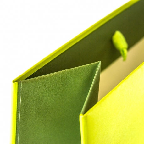 Recycled Kraft Green Paper Bags with Cotton Ribbon Handles