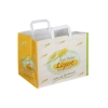 Printed White Kraft Flat Handle Paper Bags with Large Gusset