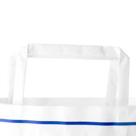 Printed Two Colour White Kraft Flat Handle Paper Bag Ref. Costa Verde Printed Two Colour White Kraft Flat Handle Paper Bag Ref. Costa Verde