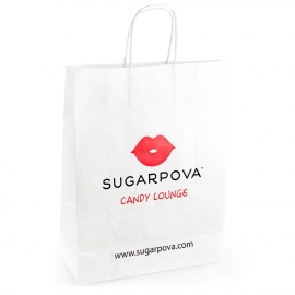 Overprinted White Kraft with Twisted Handle Paper Bag Ref. Sugarpova