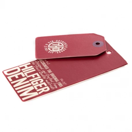 Printed Luxury Clothing Tags on Ribbed Card Ref. Hilfiger Denim Printed Luxury Clothing Tags on Ribbed Card Ref. Hilfiger Denim