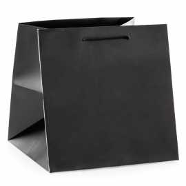 Luxury Black Matt Paper Flower Bags With Rope Handles