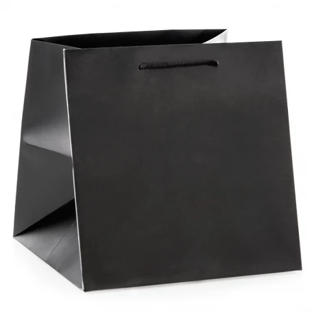 Luxury Black Matt Paper Flower Bags With Rope Handles Luxury Black Matt Paper Flower Bags With Rope Handles