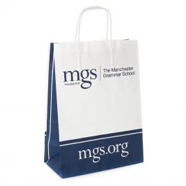 Printed Recycled Kraft Paper with Twisted Handles Ref. Manchester Grammar School