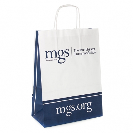 Printed Recycled Kraft Paper with Twisted Handles Ref. Manchester Grammar School Printed Recycled Kraft Paper with Twisted Handles Ref. Manchester Grammar School