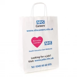 Printed Recycled Twisted Handle Paper Bag Ref. NHS Careers