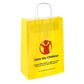 Printed Recycled Kraft Paper with Twisted Handles Ref. Save the Children