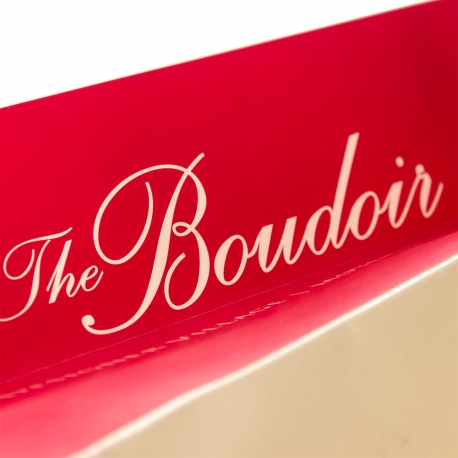 Printed Cream & Red Matt Paper Bags With Rope Handles – Ref. The Boudoir Printed Cream & Red Matt Paper Bags With Rope Handles – Ref. The Boudoir