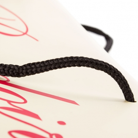 Printed Cream & Red Matt Paper Bags With Rope Handles – Ref. The Boudoir