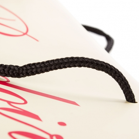 Printed Cream & Red Matt Paper Bags With Rope Handles – Ref. The Boudoir Printed Cream & Red Matt Paper Bags With Rope Handles – Ref. The Boudoir