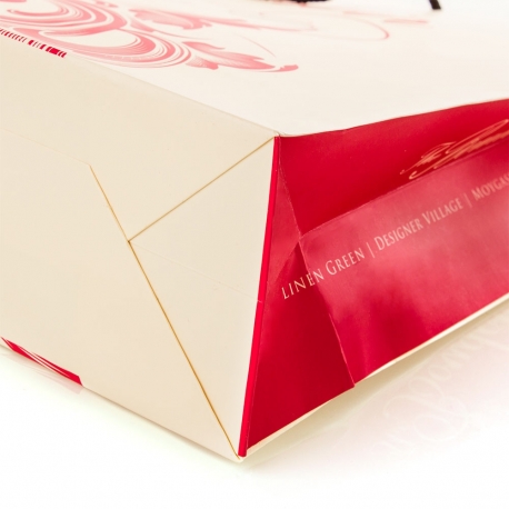 Printed Cream & Red Matt Paper Bags With Rope Handles – Ref. The Boudoir